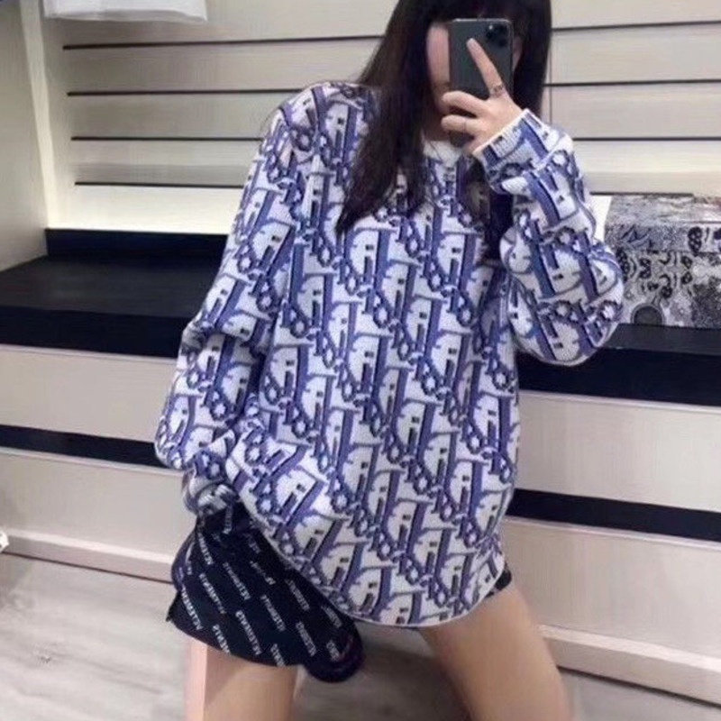 Áo len RENJIANVSHENG tay dài dáng rộng phong cách cổ điển thời trang