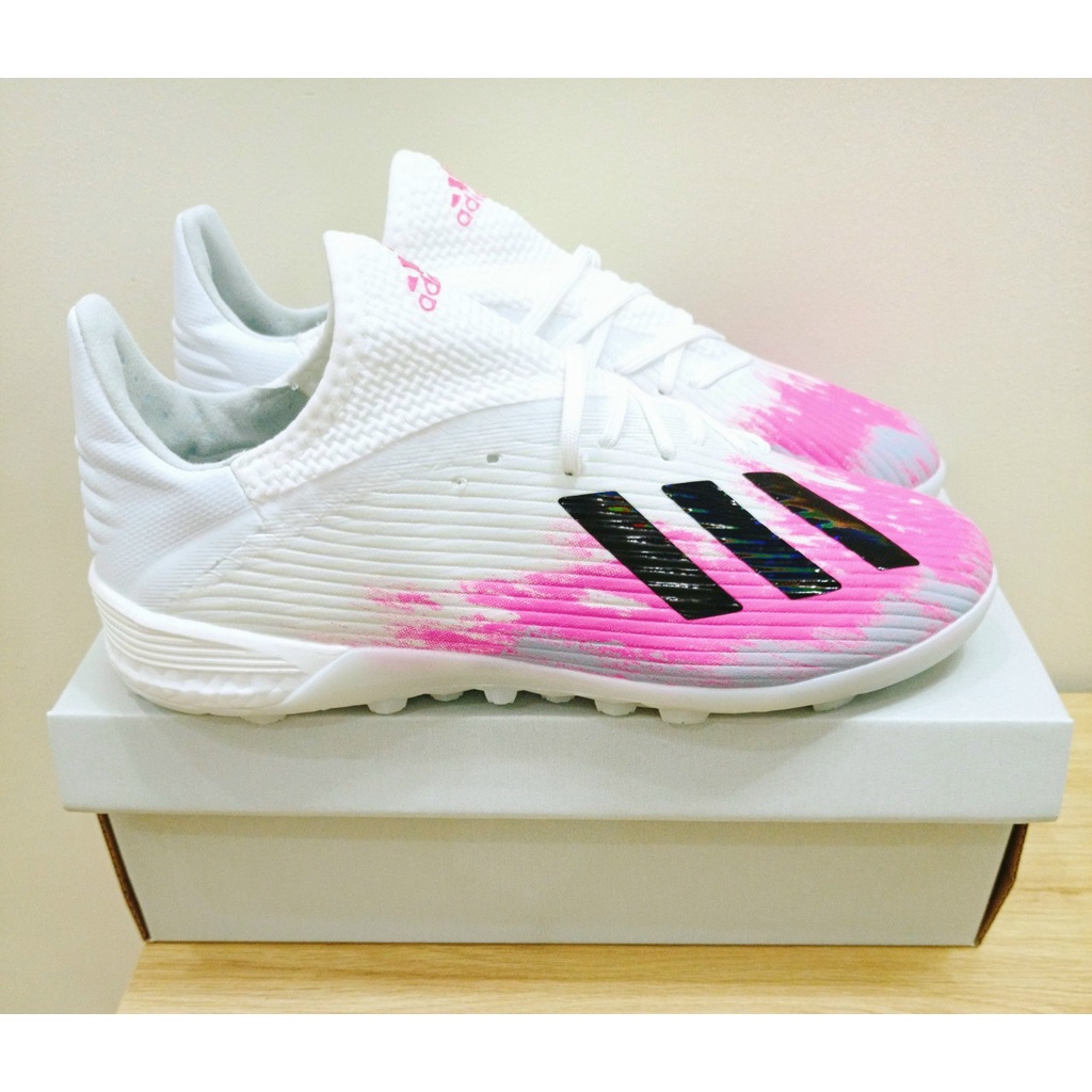 Giày Đá Banh Sân Cỏ Nhân Tạo Adidas X19.1 TF Trắng Hồng | Xanh Da vải siêu bền