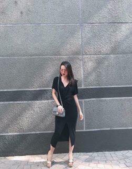 Váy cotton xoắn eo