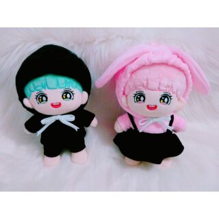 Set outfit gồm 1 Áo hoodie đen+quần đen cho doll 20cm