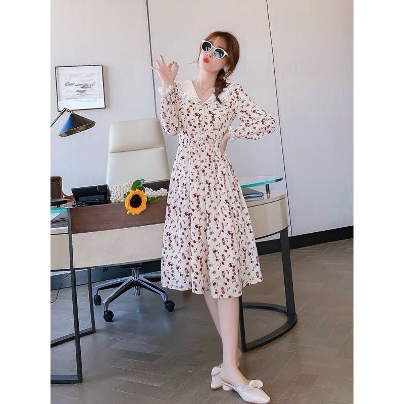 🛑SIÊU PHẨM🛑Đầm Hoa Nhí Cổ Bèo Chất Lụa Hoa Đẹp Xuất Sắc | BigBuy360 - bigbuy360.vn