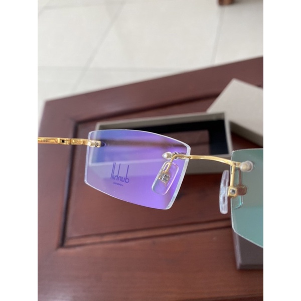 Gọng kính khoan không viền Titanium nguyên chất mạ vàng Dunhill