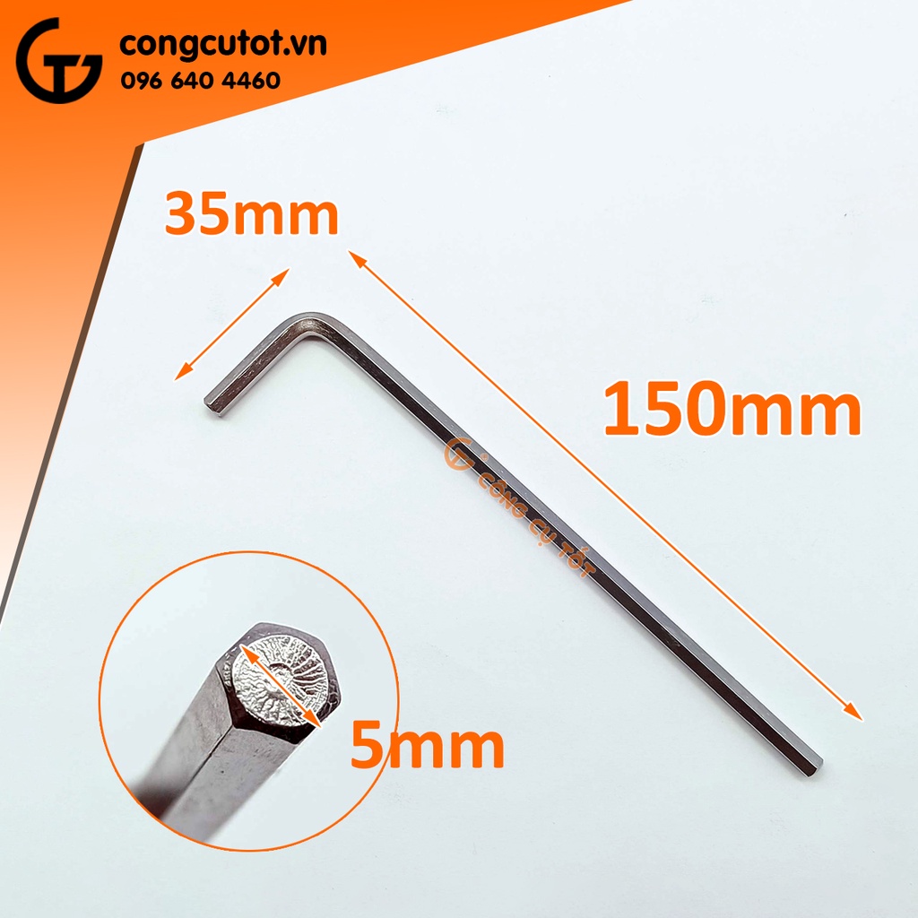 Lục giác thuần chữ L lẻ  thép CrV trắng