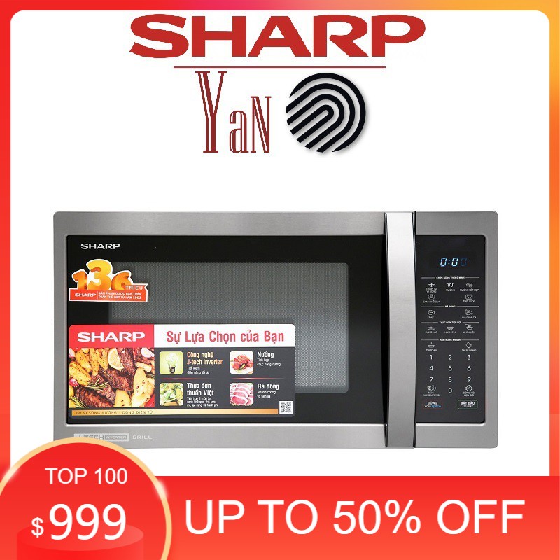 Lò vi sóng điện tử Inverter có nướng có đèn lò Sharp R-G728XVN-BST 28L 1000W - Hàng chính hãng