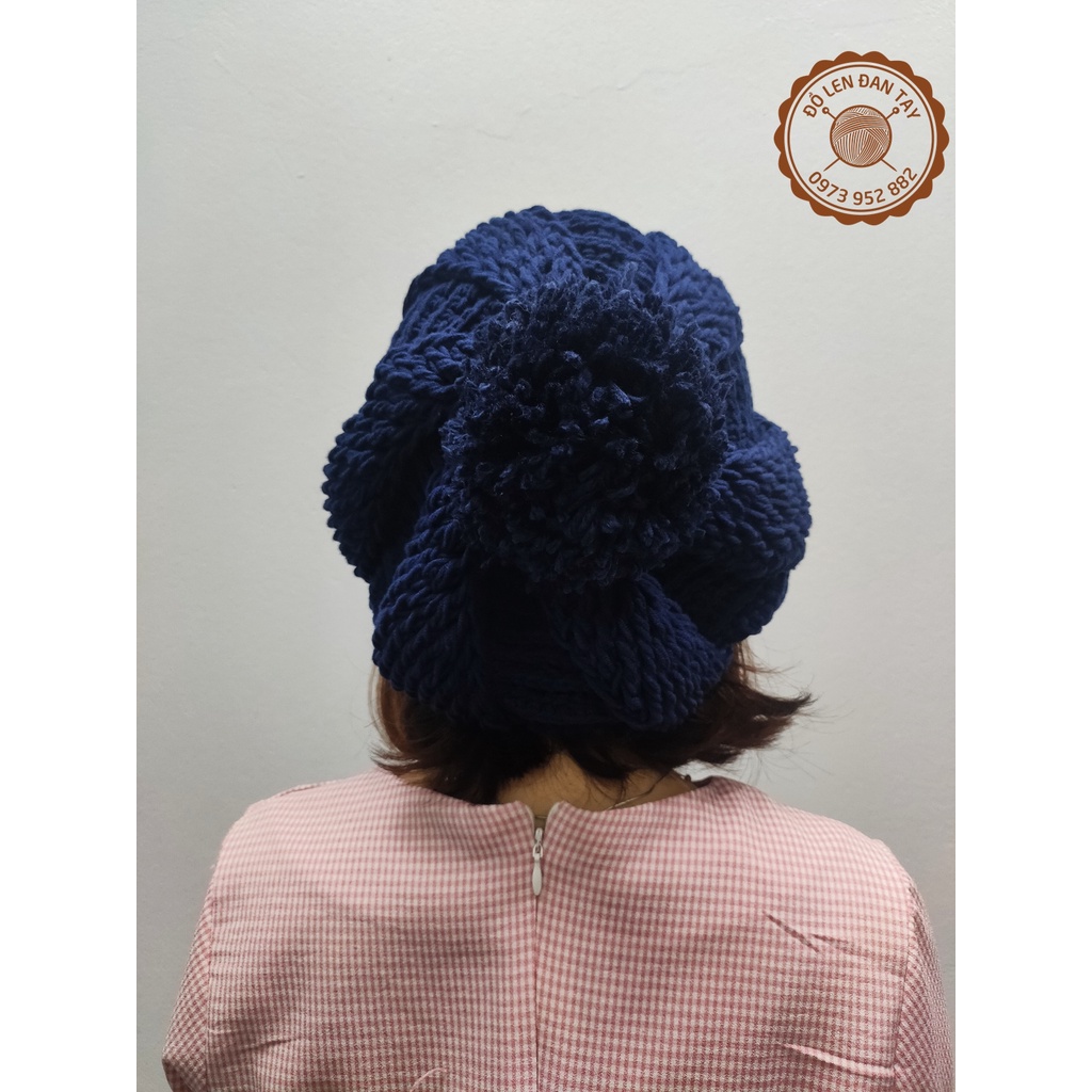 Mũ len handmade hàng móc tay cẩn thận từng mũi - Dáng mũ beret điệu đà tiểu thư - Chất len milk cotton mềm mại