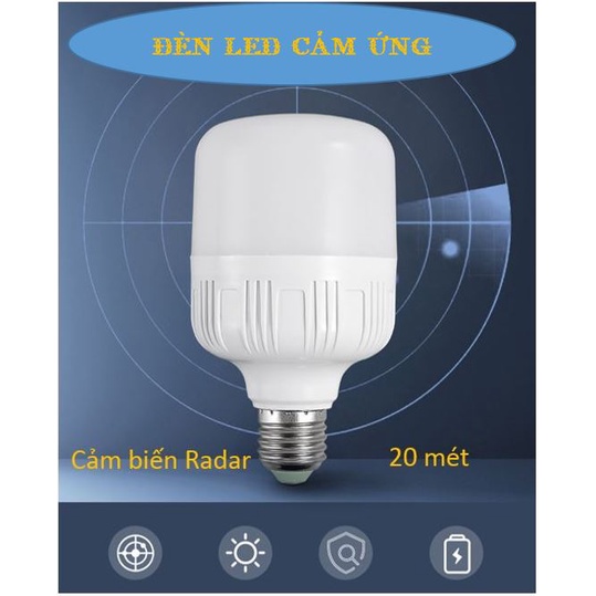 Combo 2 bóng đèn led cảm ứng sóng radar thông minh, tự động bật tắt, tiết kiệm điện