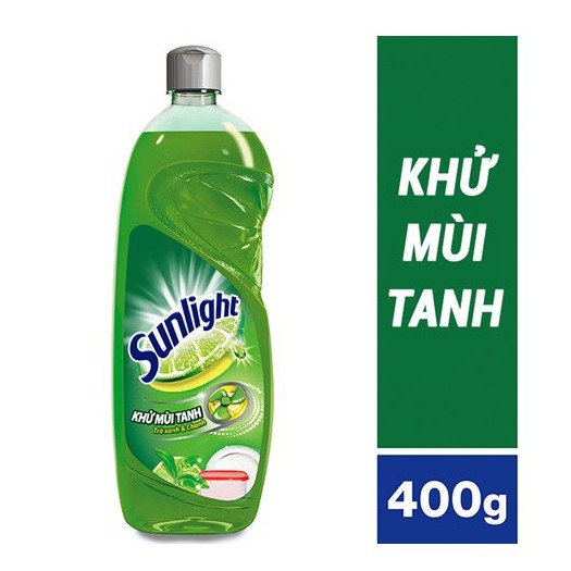 Chai nước rửa chén SUNLIGHT (400g) Trà xanh Matcha/Chanh/ Lô Hội