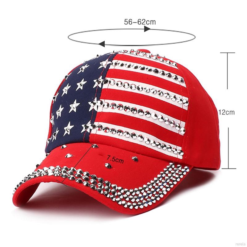 Mũ lưỡi trai hình cờ Mỹ có đính hạt đá lấp lánh