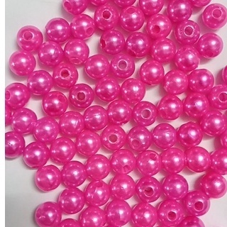 gói 10-25-50 gam hạt cườm, hạt bẹt, hạt châu nhựa màu hồng dâu size 6-8-10mm