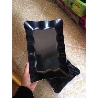 Đĩa nhựa phíp hình chữ nhật màu đen song long 2702 , corbin_store