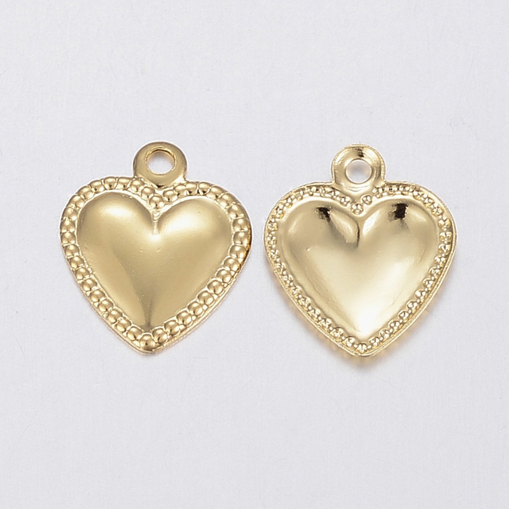 Set 2-100 Charm Lỗ Trái Tim Bằng Thép Không Gỉ 304 10x8x0.8mm 1mm