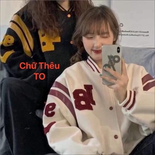 Áo khoác bomber nỉ thêu chữ lb from rộng