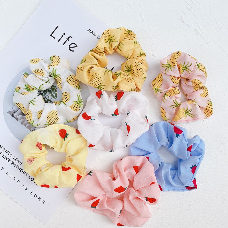 Dây buộc tóc scrunchies trái cây , dây cột tóc scrunchies trái tim dễ thương Ame Beauty