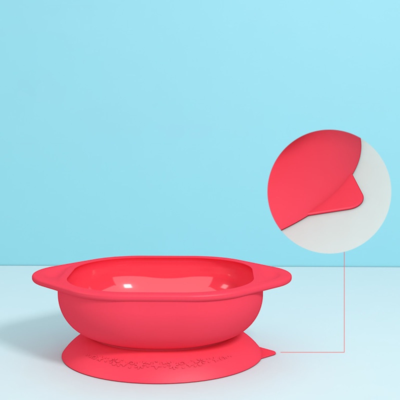 Bát Ăn Bằng Silicone Không BPA Màu Trơn Có Giác Hút Cho Bé Sơ Sinh