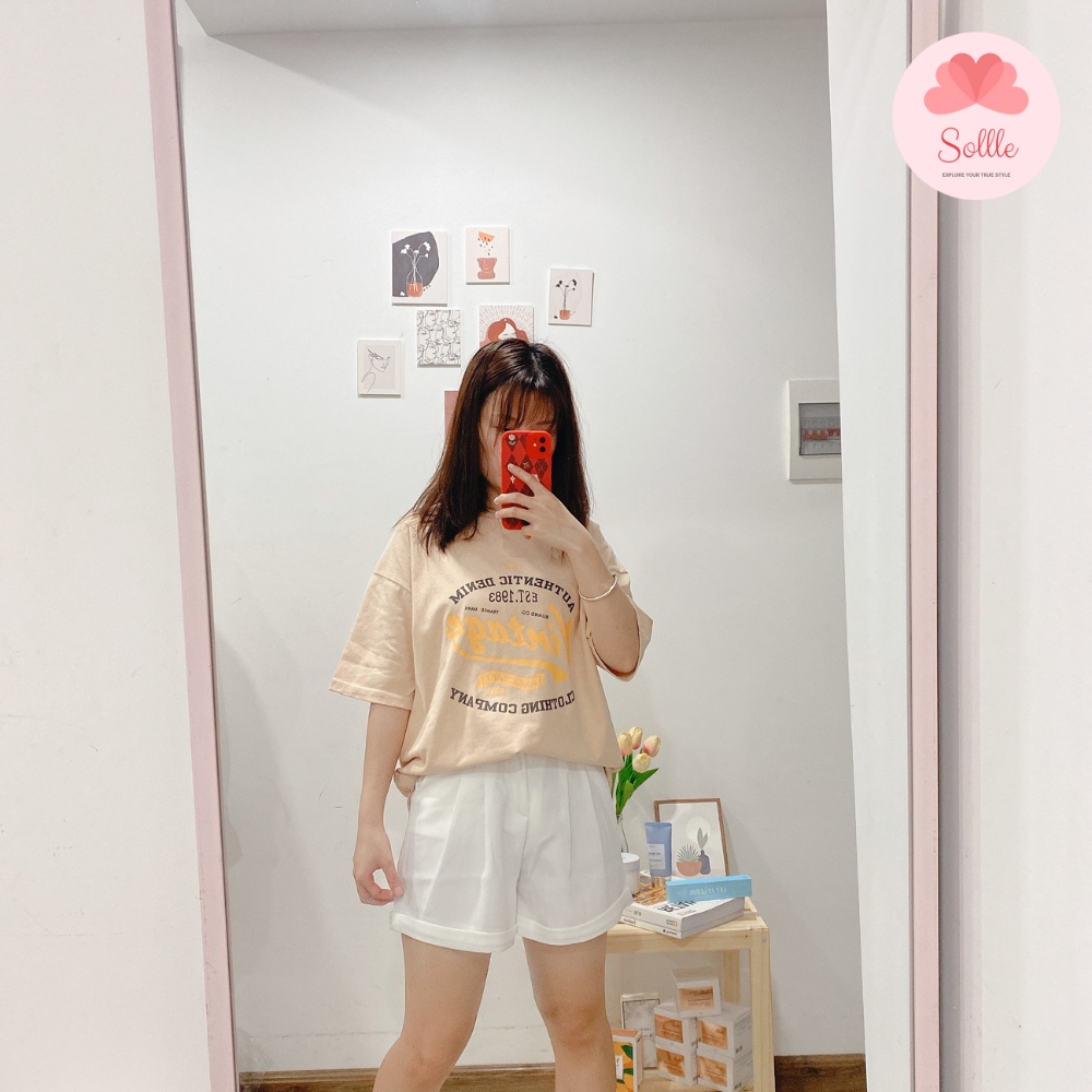 Áo thun ngắn tay Unisex in chữ VINTAGE, áo phông form rộng cotton đẹp Hàn Quốc Sollle