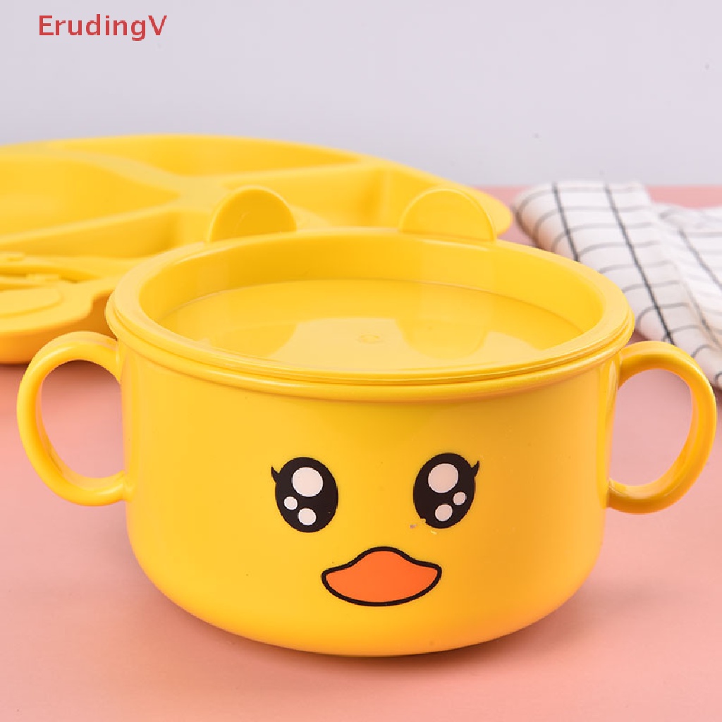 Bộ Dụng Cụ Ăn Uống Hình Vịt Vàng Hoạt Hình Dành Cho Trẻ Em