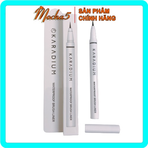 Kẻ dạ mắt Karadium Waterproof BRUSH LINER BLACK Vỏ Trắng nét mảnh chống trôi chống lem