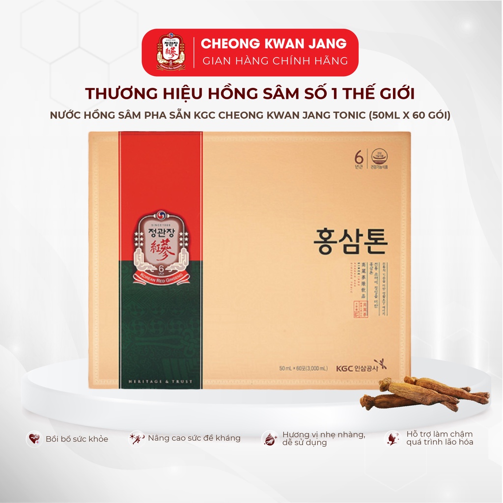 Nước Hồng Sâm Pha Sẵn KGC Cheong Kwan Jang Tonic (30 gói, 60 gói)