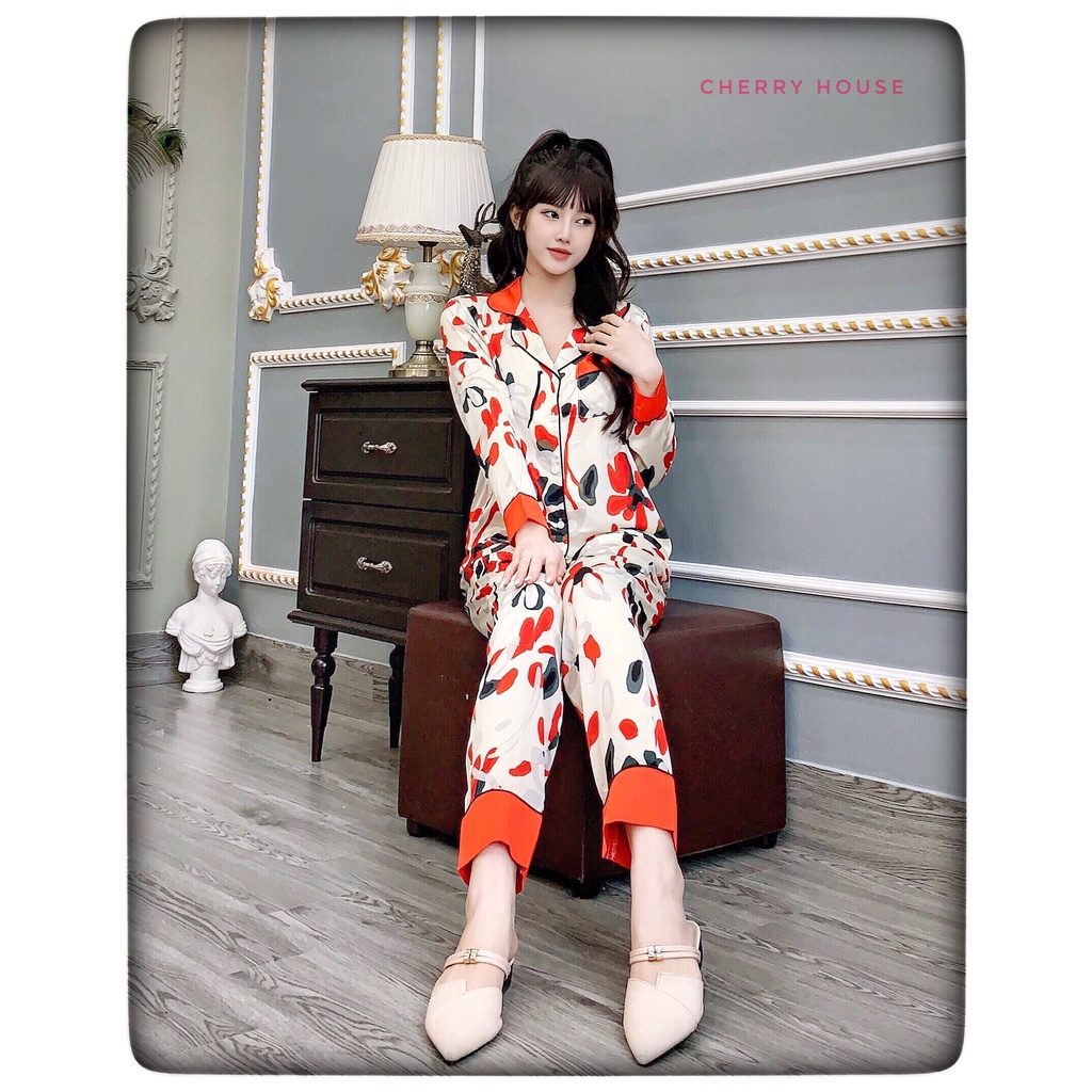 Đồ Bộ Pijama Lụa Hàn cao Cấp Mặc Nhà Phối Cổ Sen Mát Mẻ Thoải Mái D12 SWEET HOME | BigBuy360 - bigbuy360.vn