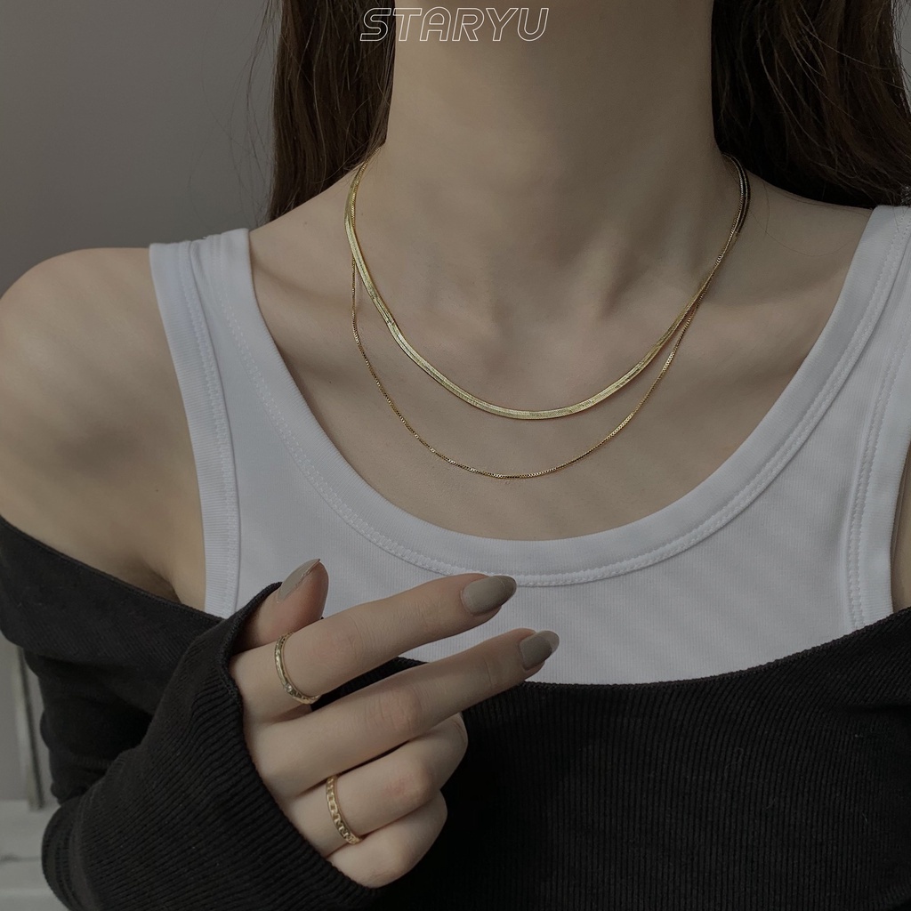 Vòng cổ Hai Lớp Bằng Thép Titan Phong Cách Cá Tính Cho Nam Nữ