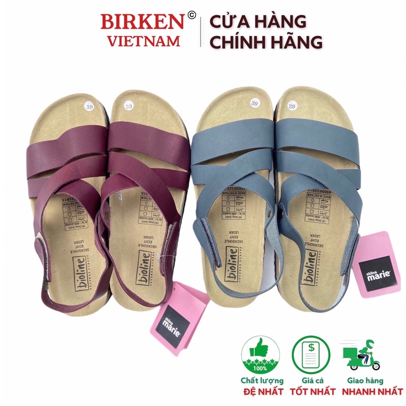 Giày sandal quai hậu da bò unisex xuất khẩu châu âu mã D21 birken vietnam bioline