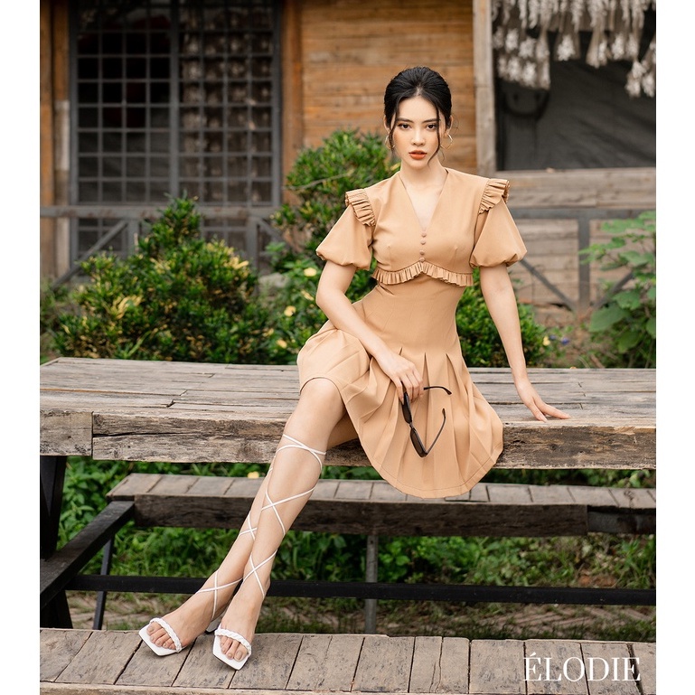 Váy nữ, Đầm nữ Kiera Xếp Ly Tay Bồng Cao Cấp  ÉLODIE