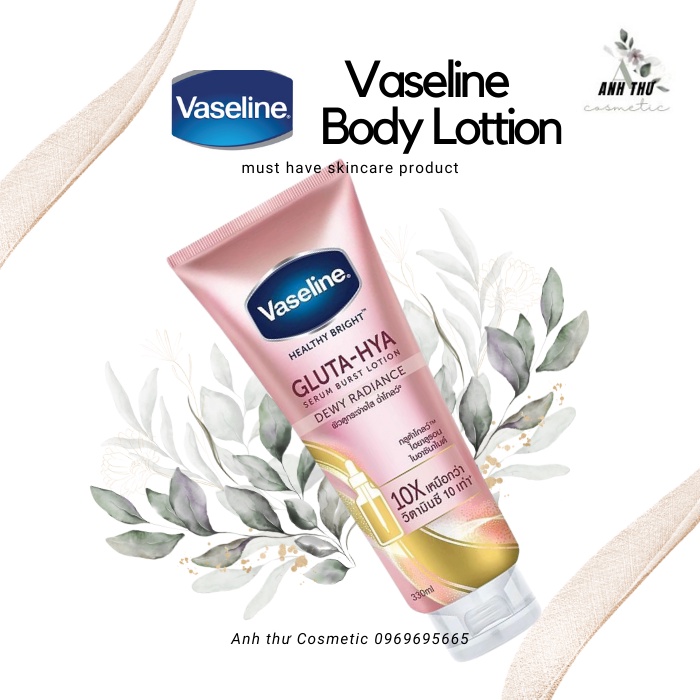 Sữa dưỡng thể trắng da vaseline gluta hya /vaseline dưỡng thể trắng da /vaseline heathy bright gluta hya 10x