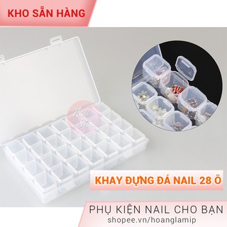 Hộp nhựa đựng đá charm phụ kiện nail chuyên dụng 28 ô chứa