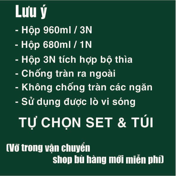 [Mã BMBAU50 giảm 50K đơn 150K] Hộp cơm văn phòng thủy tinh chia ngăn Hasu