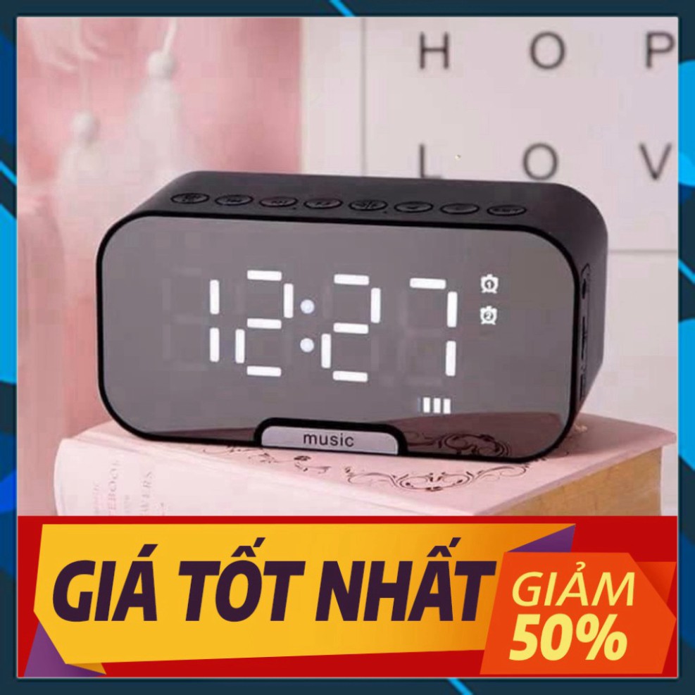 [Sale toàn shop] Loa bluetooth mini kèm đồng hồ báo thức có gương soi tiện dụng