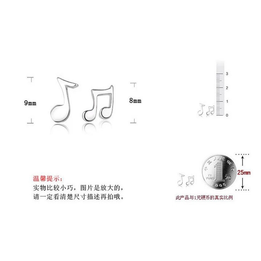 Favouriteme Đôi khuyên tai mạ bạc hình nốt nhạc nhỏ nhắn xinh xắn cho nữ