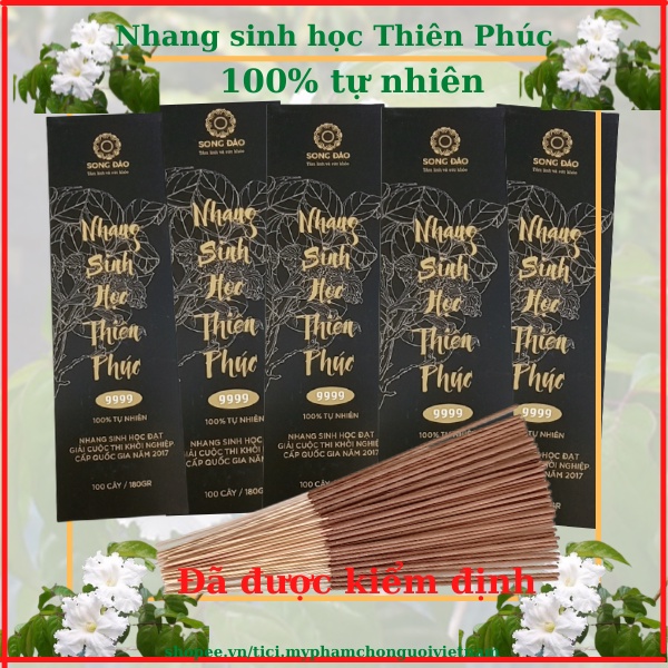 Combo 5 Hộp Nhang Sinh Học Thiên Phúc - Nhang Sạch Lá Quao, 100% Thự Nhiên, 2 Trong 1 Xua Muỗi & Côn Trùng.