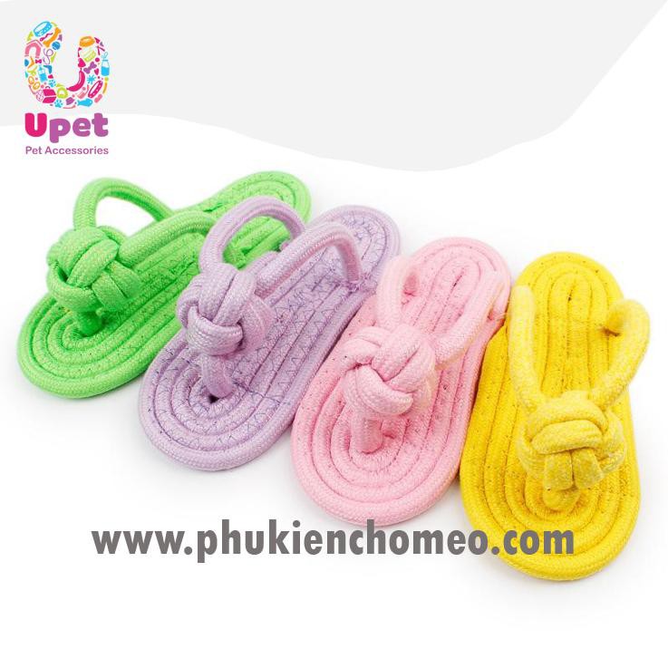 Đồ chơi hình chiếc dép bằng thừng chắc chắn cho chó tập cắn, bớt ngứa răng và tăng động ( màu ngẫu nhiên )