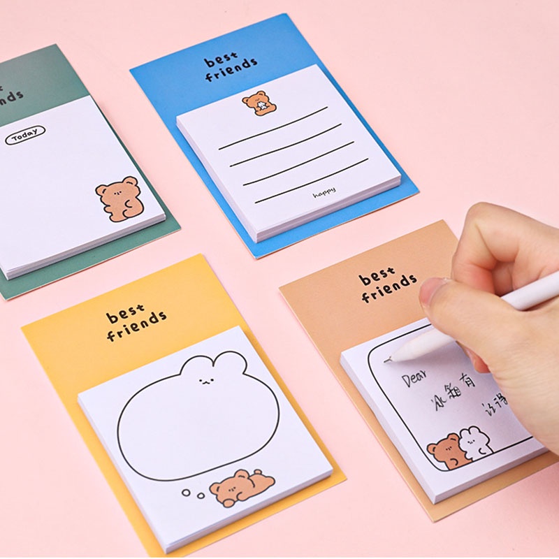 Set 30 Giấy Ghi Chú Dính Chắc Chắn In Hình Gấu Hoạt Hình Dễ Thương Sáng Tạo Có Thể Xé Ra Cho Học Sinh