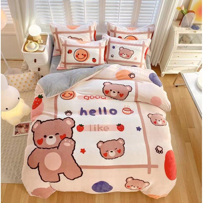 Bộ Chăn Ga Gối Nỉ Nhung 3D Etami