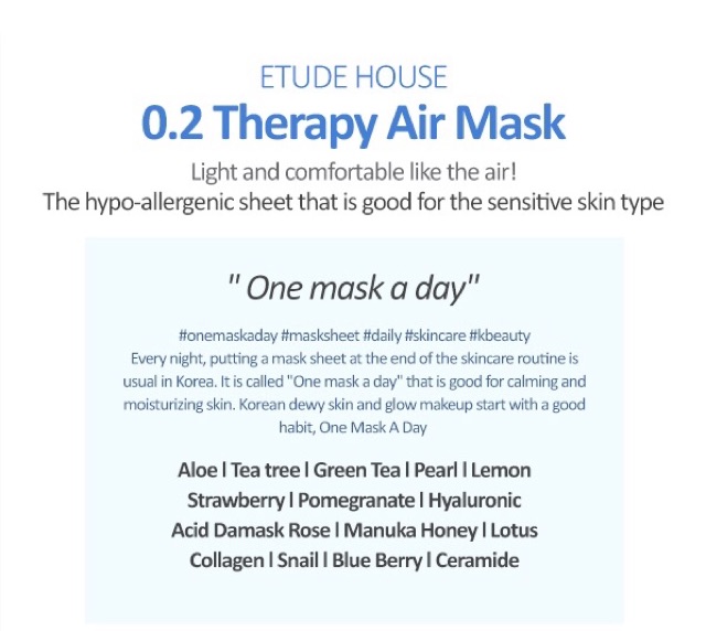 Mặt Nạ giấy Etude House 0.2-Etude House Therapy Air Mask 0.2