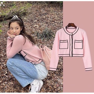 | jen top| áo khoác cardigan hồng dệt kim jennie blakpink tléa