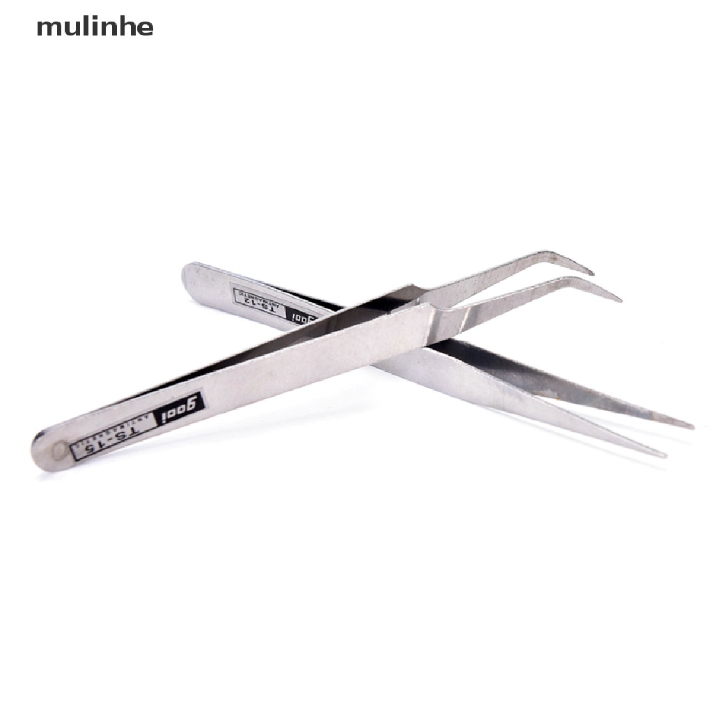 Set 2 nhíp bằng thép không gỉ dùng cho lông mi/ phụ kiện trang trí móng/ trang điểm tiện dụng