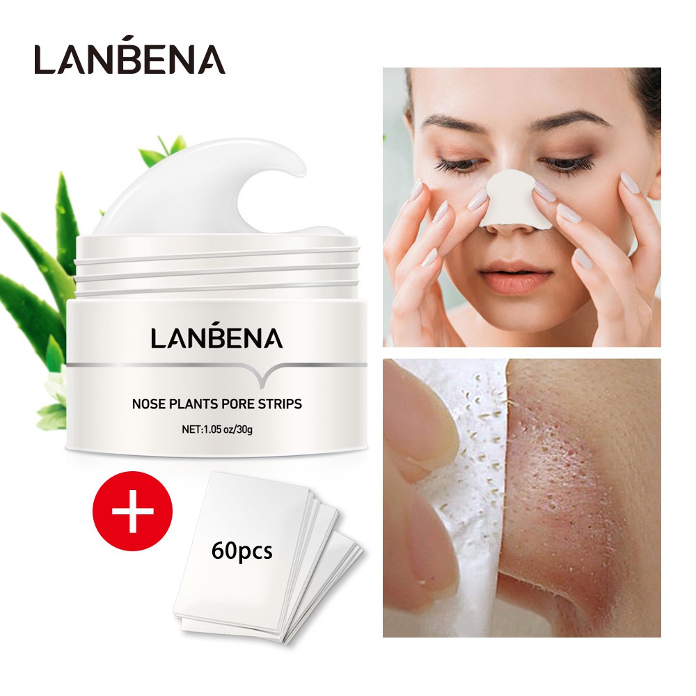 Mặt nạ bùn lột mụn đầu đen chính hãng LANBENA kèm 60 miếng giấy lột mụn
