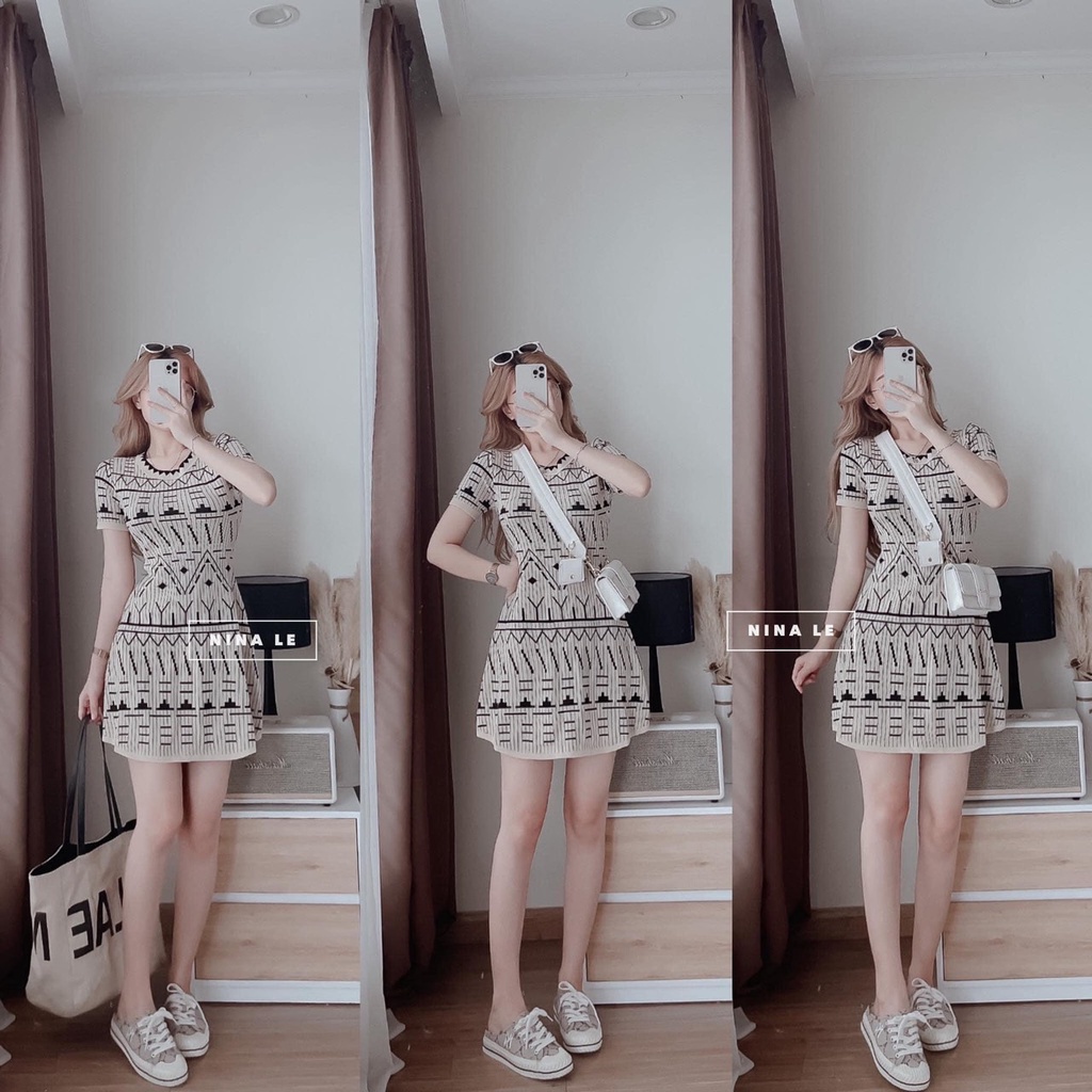 Váy đầm nữ len cao cấp đẹp dáng ngắn quảng châu