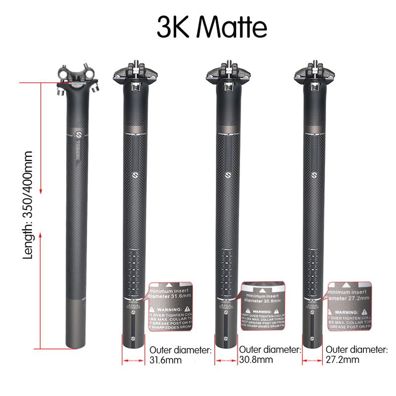 Ống Gắn Yên Xe Đạp 3K Bằng Sợi Carbon Toàn Bộ