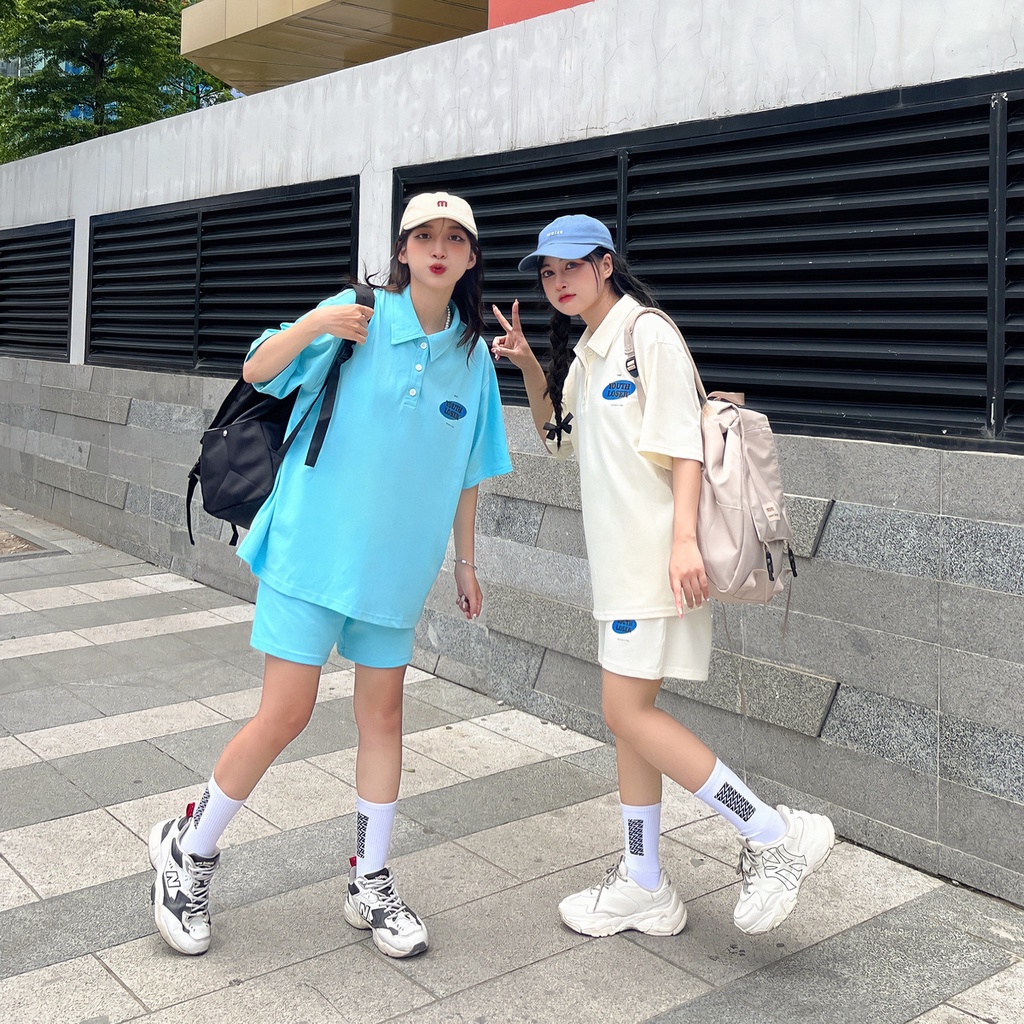 Set Đồ Bộ Nữ Form Rộng Set Áo Phông Polo Tay Ngắn Kèm Quần Short Thun Ống Rộng Lưng Chun Basic Chất Vải Da Cá BONIN 7197