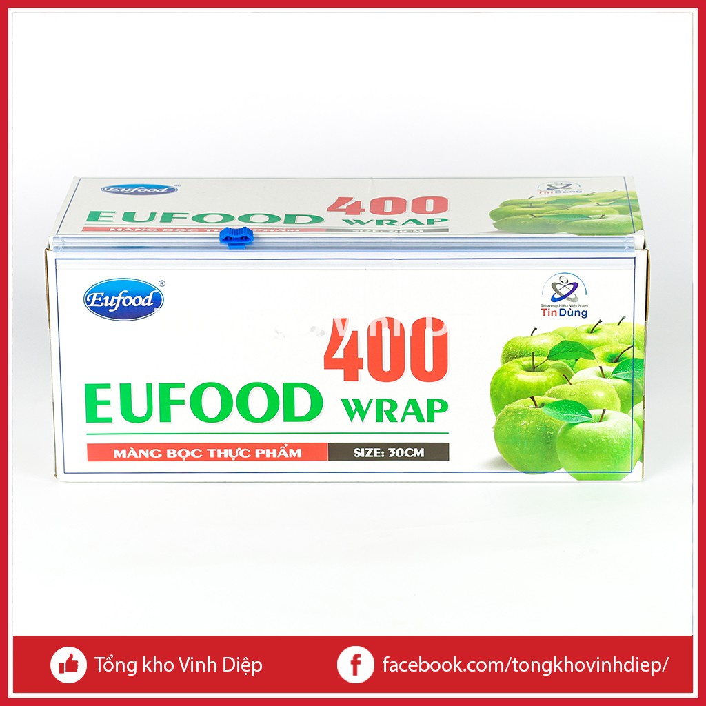 Màng bọc thực phẩm EUFOOD Wrap 400 size 30cmx250m có dụng cụ cắt - Hàng loại 1