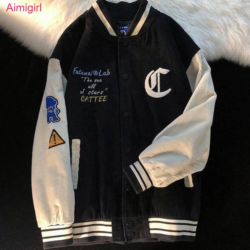Autumn New Flocking Fun Loose Baseball Uniform Coat Women's Personality Japanese Style Idle Style All-matching Top
