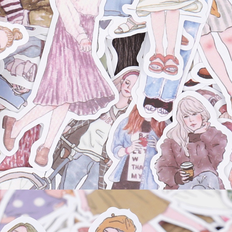Set 100 Miếng Dán Hoạt Hình Phong Cách Vintage Dùng Trang Trí Sổ Tay DIY
