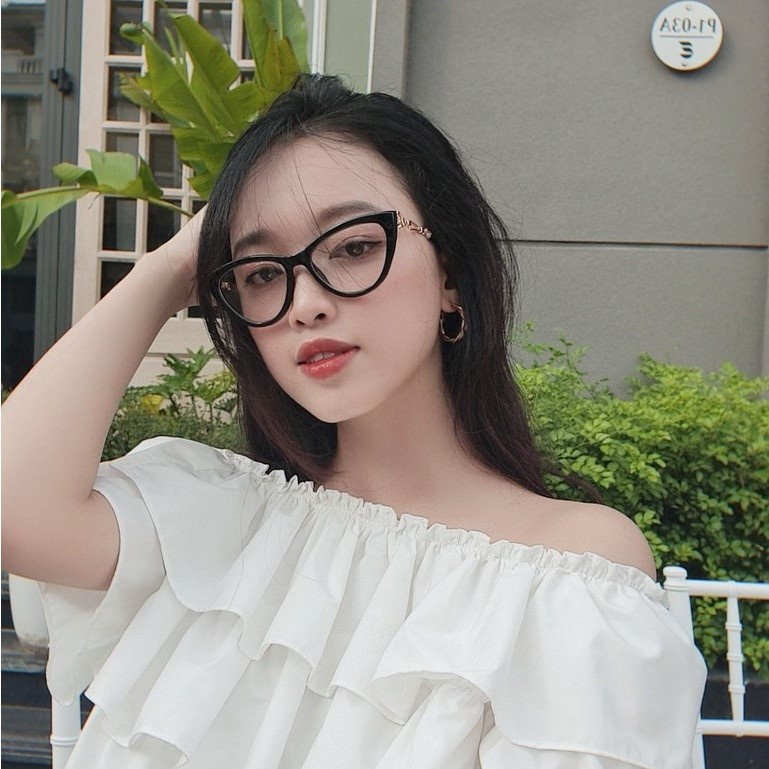 Kính mắt mèo gọng kim loại nữ thiết kế gọng xoắn sang chảnh màu sắc thời trang 3386