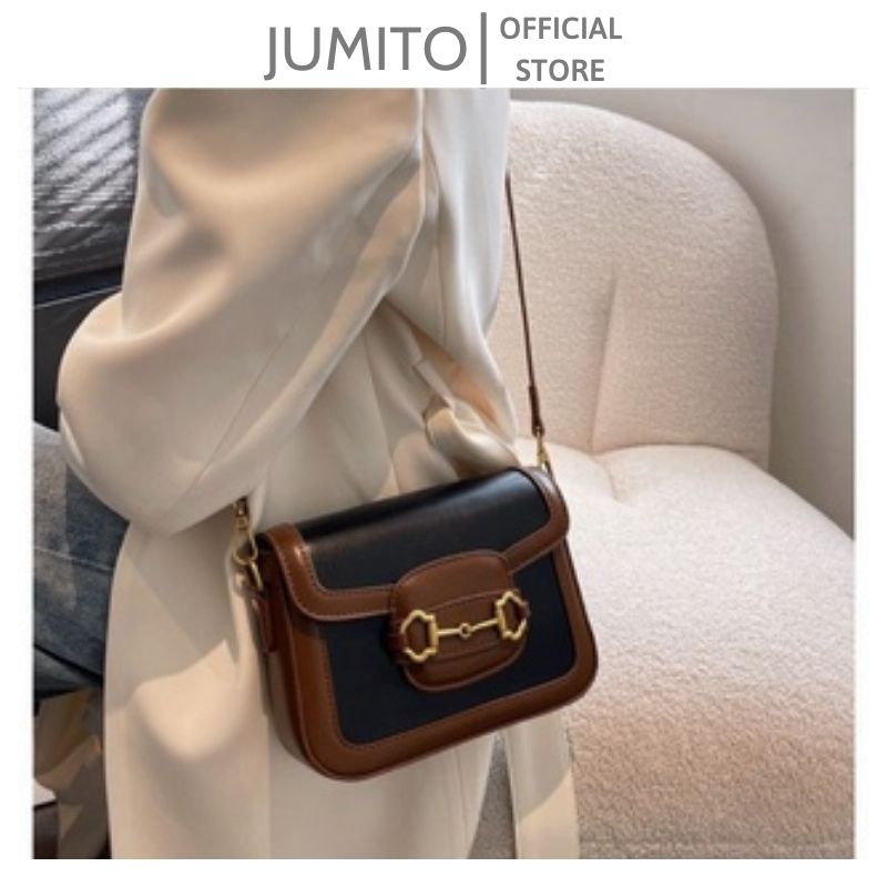 Túi xách nữ đeo chéo kẹp nách GC phối màu hàng Quảng Châu form túi cứng trend 2022 JUMITO SF534