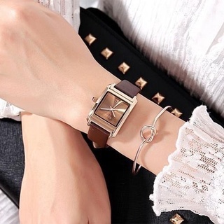 Đồng hồ nữ guou da nâu cao cấp