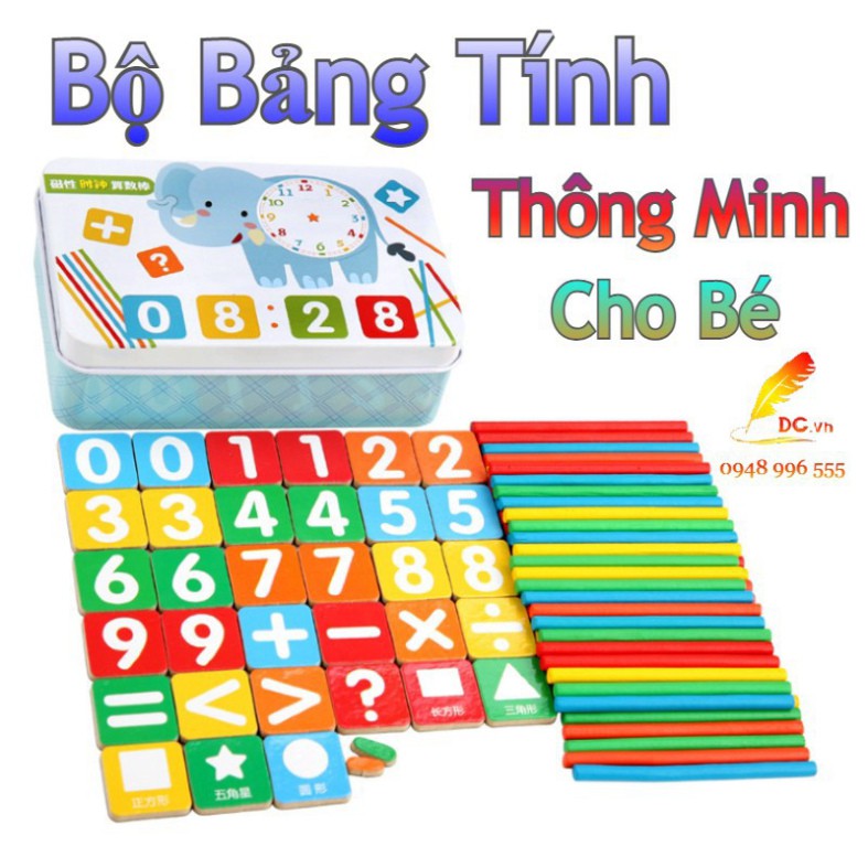 Bộ Que Tính Bảng Tính Thông Minh Cho Bé Bằng Gỗ Giúp Bé Học Toán Hiệu Quả Gồm 50 Que Tính Gỗ + 36 Chi Tiêt - Bảo hành