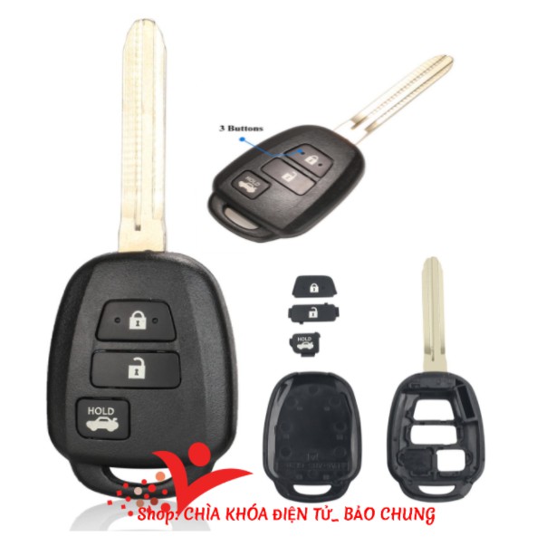 Vỏ chìa khóa xe Vios 2019- 2021 3 nút thẳng, có nút mở cốp